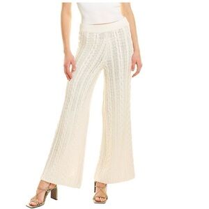 525 Cable Knit Wide Leg Sweater Pants Cream Ivory NWT Size S